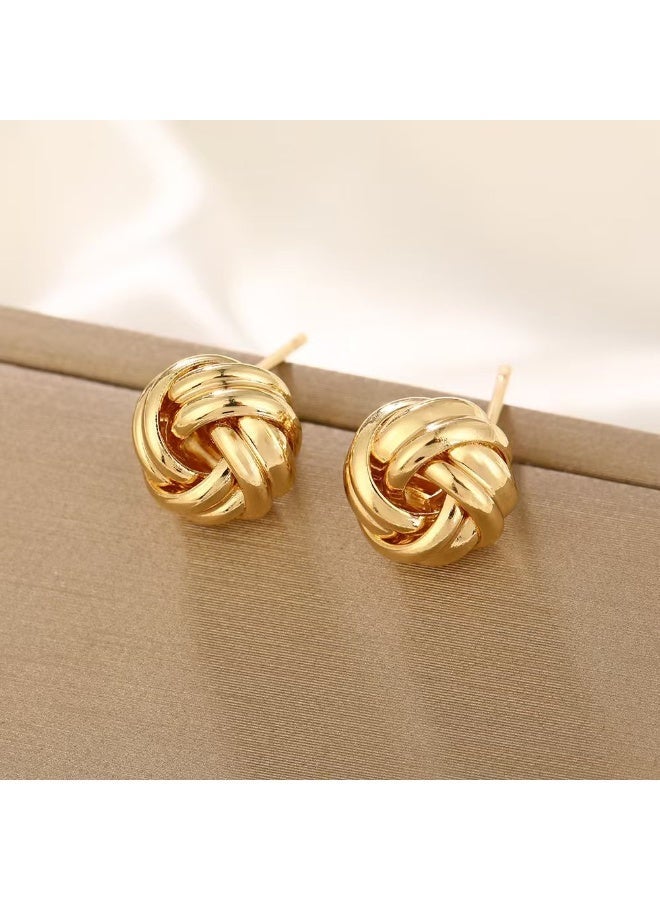 Ucanbe Minimalist Knot Stud Earrings, Small and Elegant Design, 1 Pair - Image 1